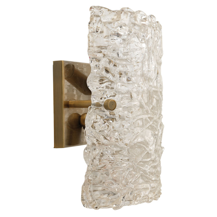 Antique Brass Dual-Light Sconce with Textured Glass