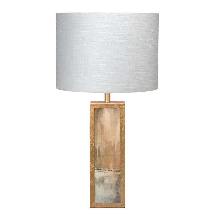 St. Louis Blues Gold Leaf Table Lamp with Off-White Linen Drum Shade