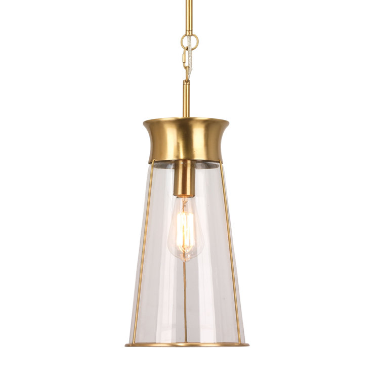 Antique Brass and Clear Glass Mini Pendant Light