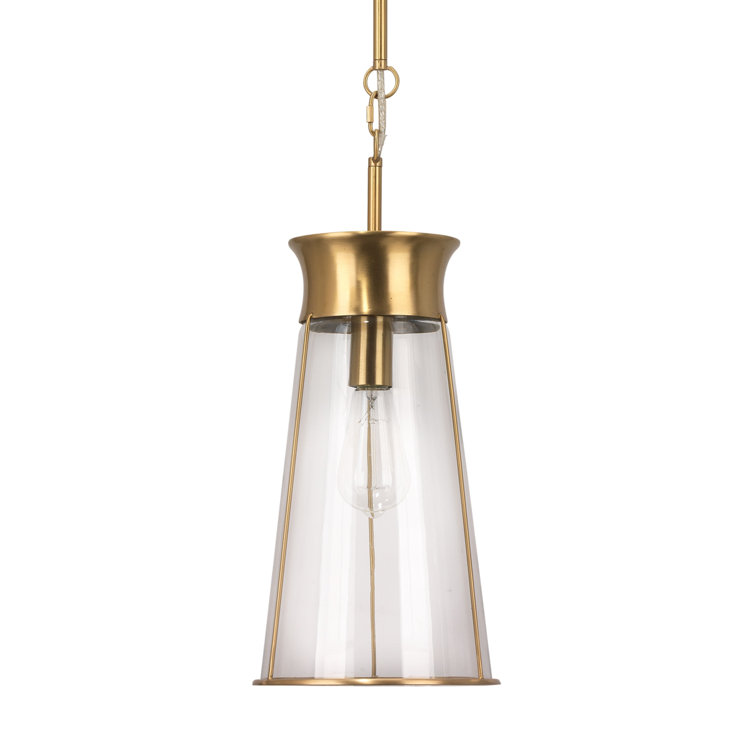 Antique Brass and Clear Glass Mini Pendant Light