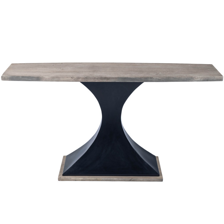 Lidiya 172" Acacia Wood & Metal Console Table with Storage in Gray