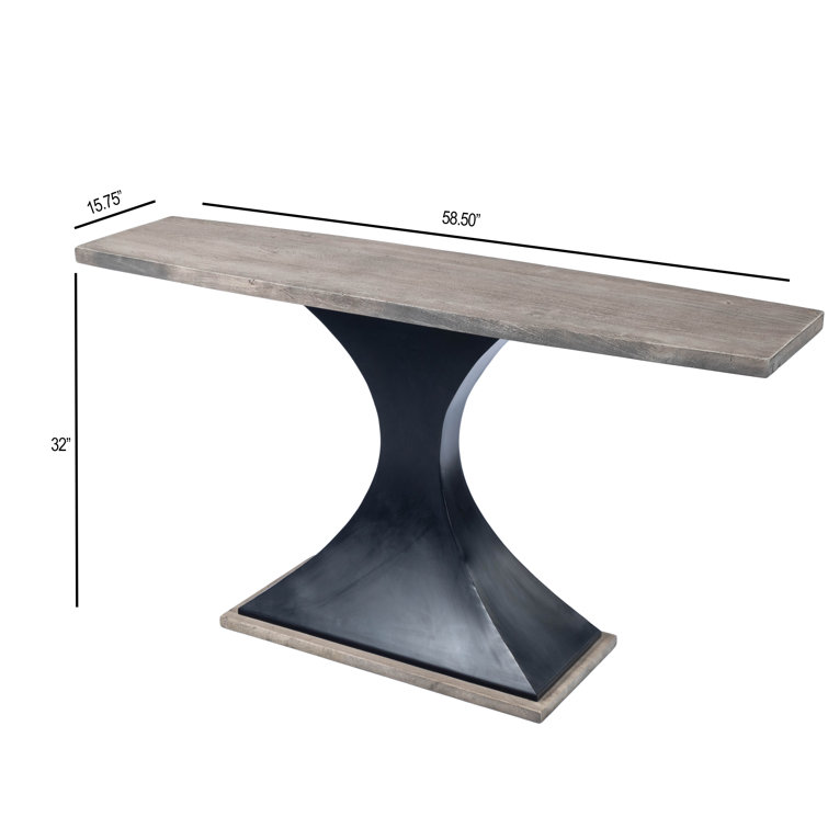 Lidiya 172" Acacia Wood & Metal Console Table with Storage in Gray