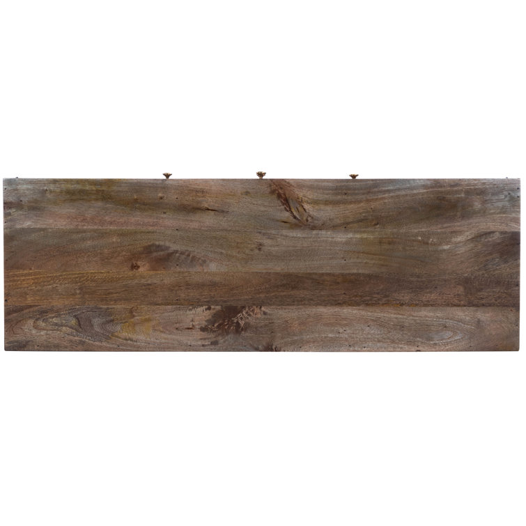 Alda 47'' Minimalist Brown Wood & Brass Inlay TV Stand