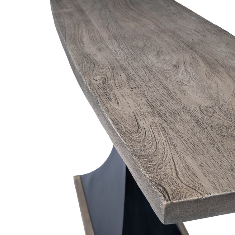 Lidiya 172" Acacia Wood & Metal Console Table with Storage in Gray