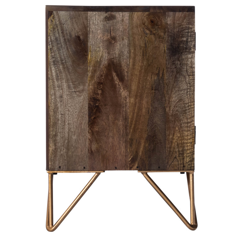 Alda 47'' Minimalist Brown Wood & Brass Inlay TV Stand