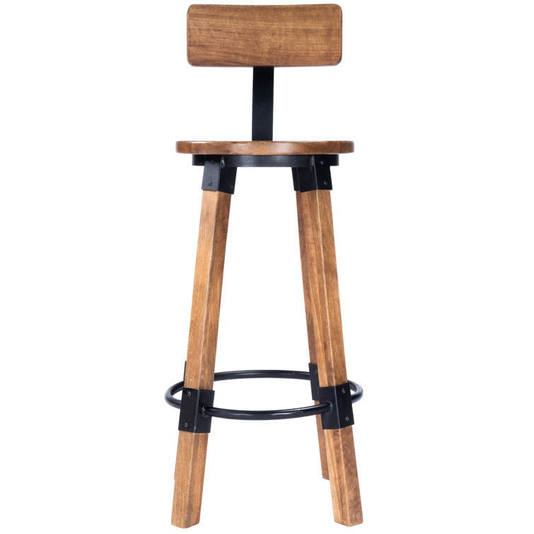 Butler Masterson Light Brown Wood & Metal Industrial Bar Stool