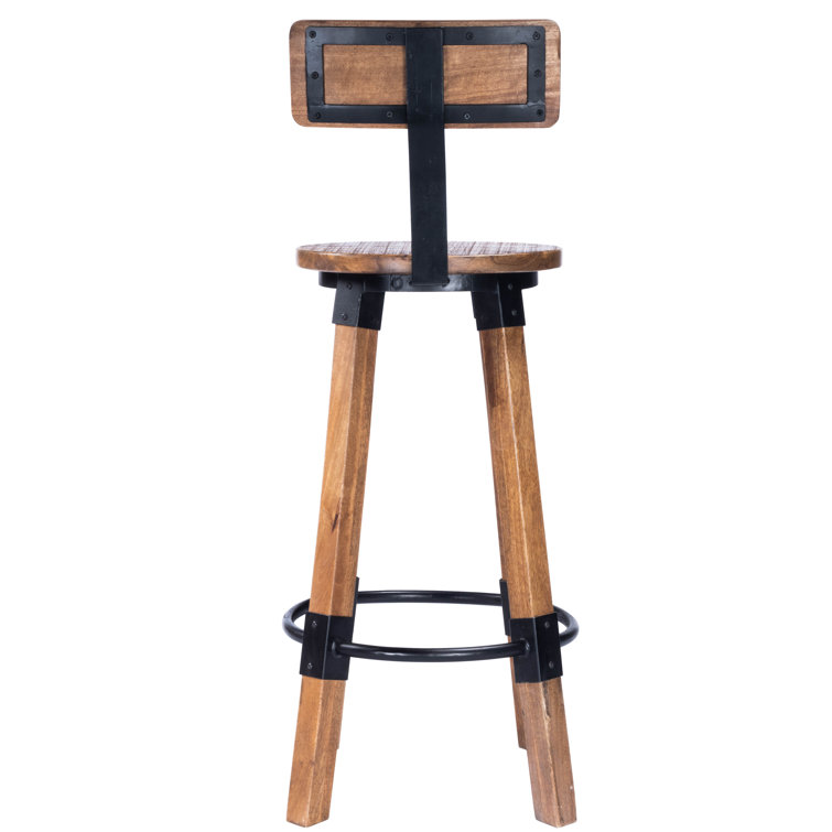 Butler Masterson Light Brown Wood & Metal Industrial Bar Stool