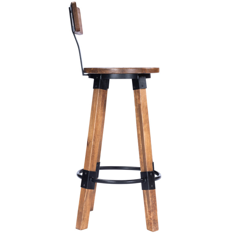 Butler Masterson Light Brown Wood & Metal Industrial Bar Stool