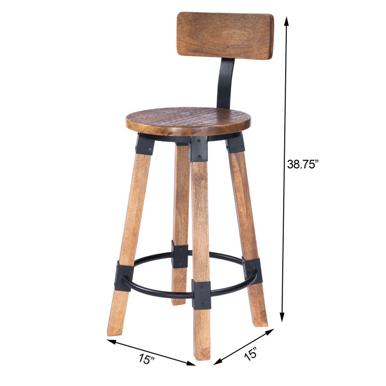 Masterson Industrial Chic Wood & Metal Counter Stool in Natural Brown