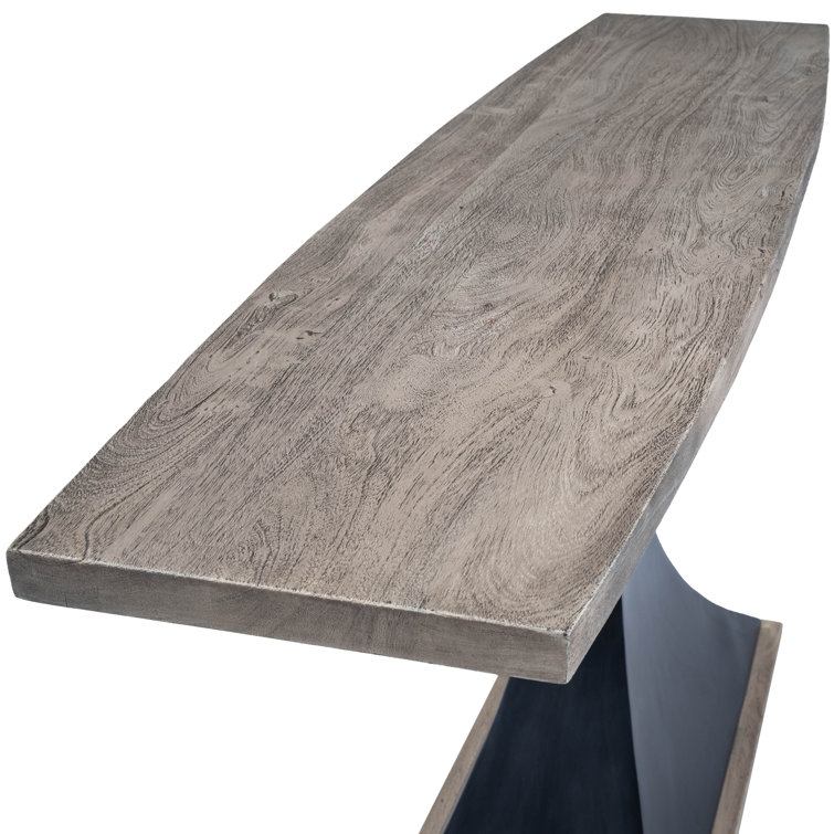 Lidiya 172" Acacia Wood & Metal Console Table with Storage in Gray