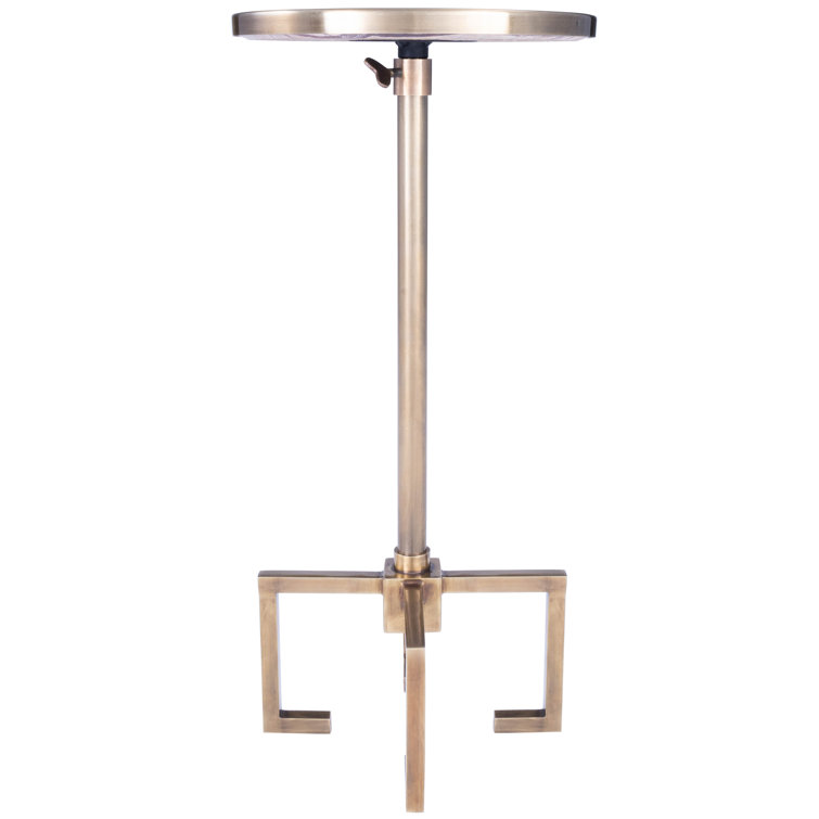 Butler Rose-Hued Marble & Antique Brass Round End Table