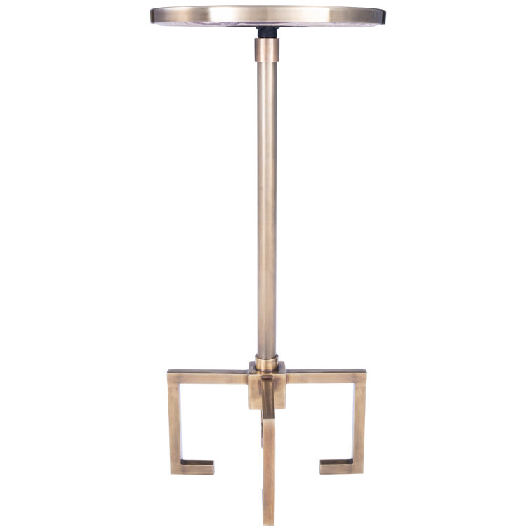 Butler Rose-Hued Marble & Antique Brass Round End Table