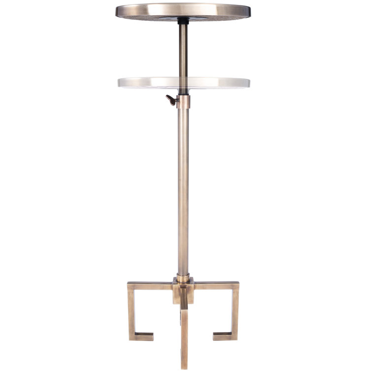 Butler Rose-Hued Marble & Antique Brass Round End Table