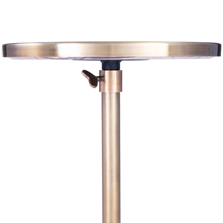 Butler Rose-Hued Marble & Antique Brass Round End Table