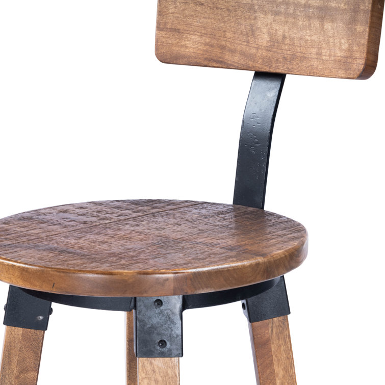 Butler Masterson Light Brown Wood & Metal Industrial Bar Stool