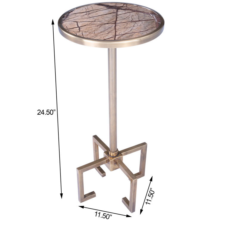 Butler Rose-Hued Marble & Antique Brass Round End Table