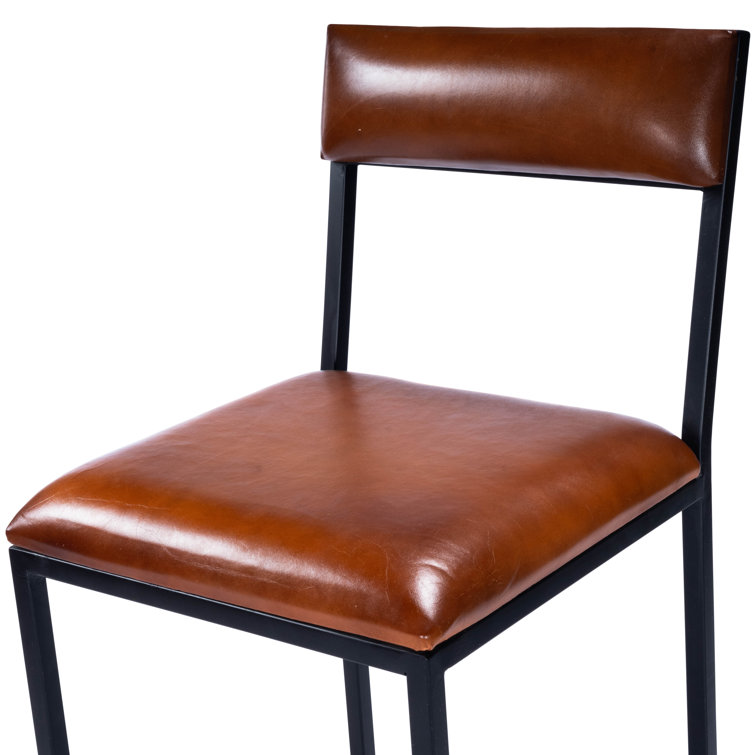 Lazarus Industrial Leather & Iron Counter Stool - Brown