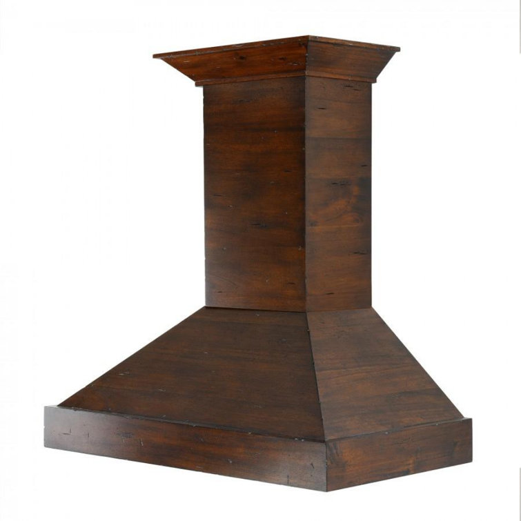 30'' Walnut and Stainless Steel Wall Mount Range Hood