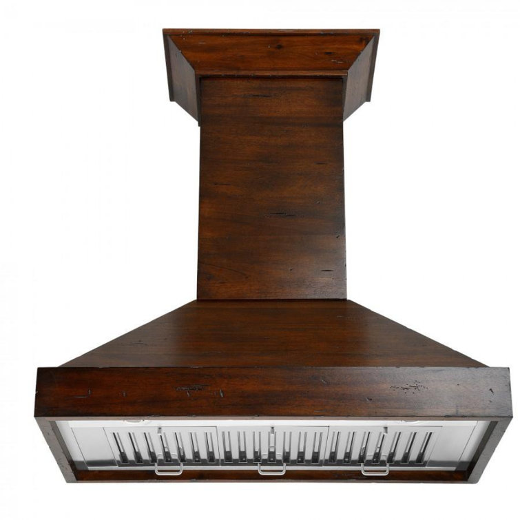 30'' Walnut and Stainless Steel Wall Mount Range Hood