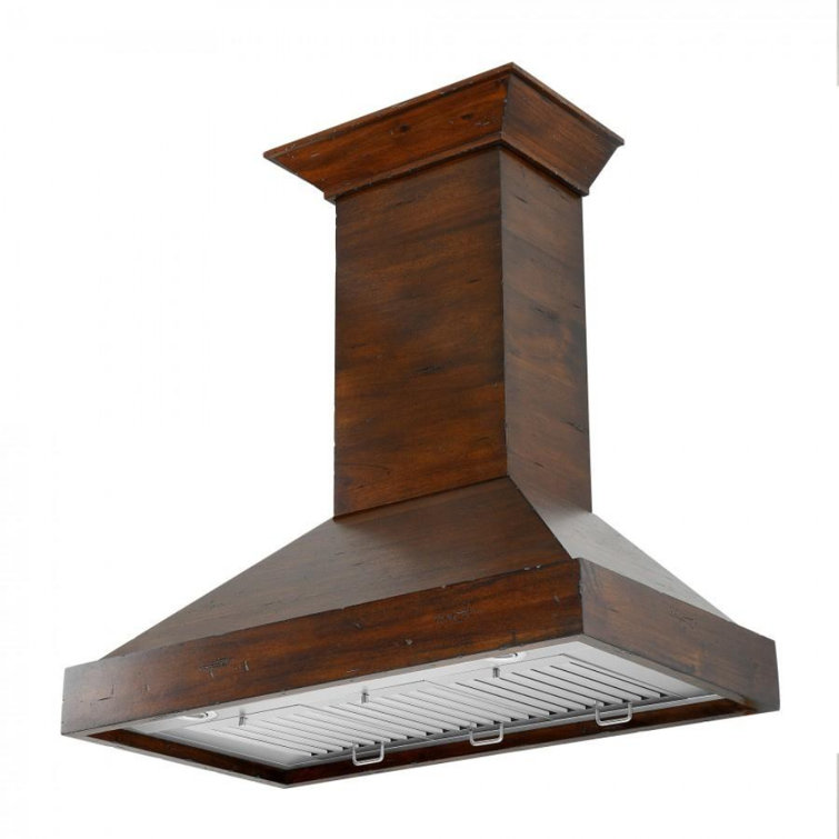 30'' Walnut and Stainless Steel Wall Mount Range Hood