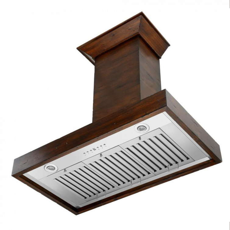 30'' Walnut and Stainless Steel Wall Mount Range Hood