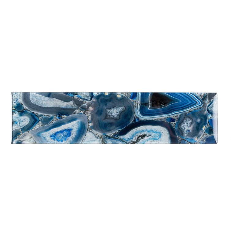 12" x 3" Glossy Blue Glass Subway Wall Tile
