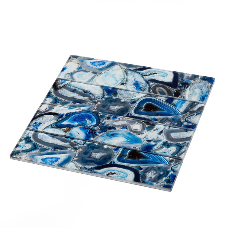 12" x 3" Glossy Blue Glass Subway Wall Tile