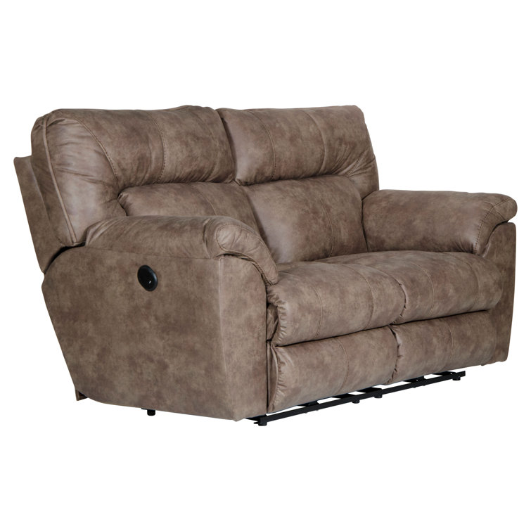70" Brown Faux Leather Power Reclining Loveseat