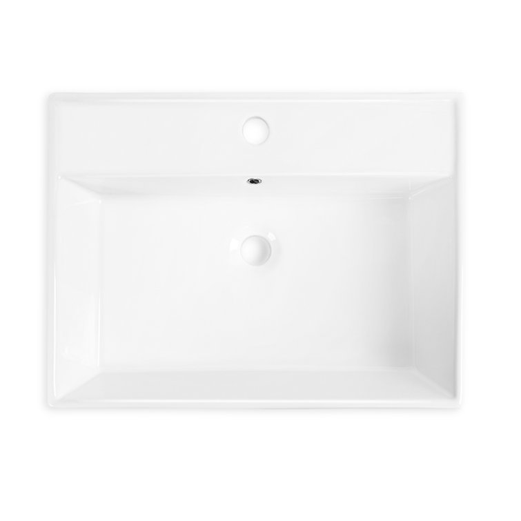 24" White Rectangular Ceramic Countertop Vessel Sink