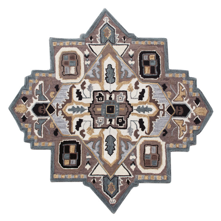 Handmade Gray Wool Square Tufted Area Rug, 5' x 5'