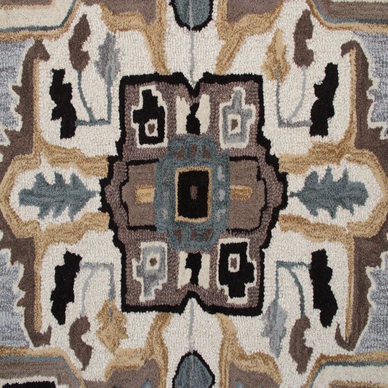 Handmade Gray Wool Square Tufted Area Rug, 5' x 5'