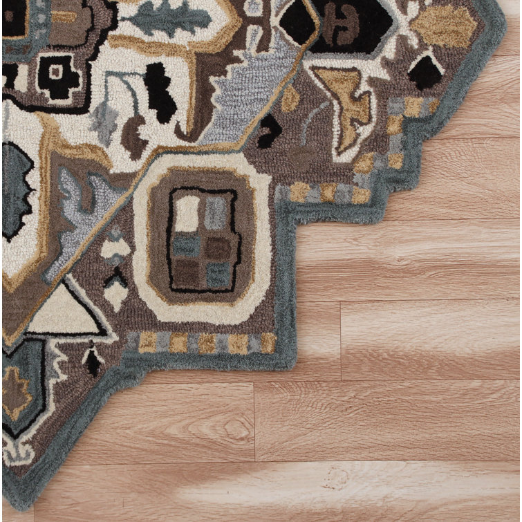 Handmade Gray Wool Square Tufted Area Rug, 5' x 5'