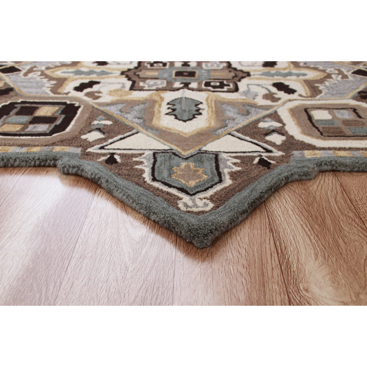 Handmade Gray Wool Square Tufted Area Rug, 5' x 5'