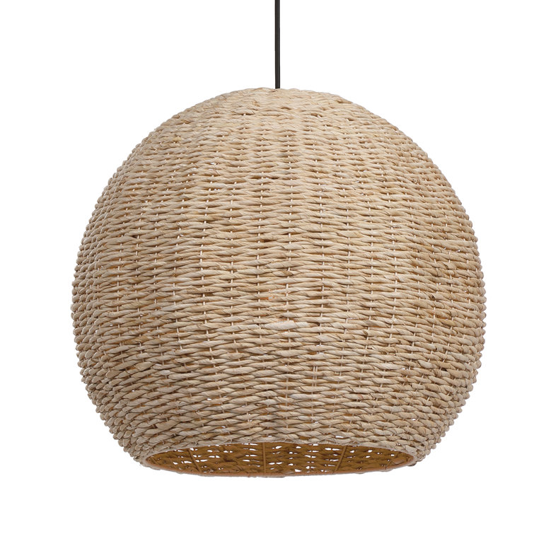 Natural Seagrass Globe Pendant Light with Rope Shade