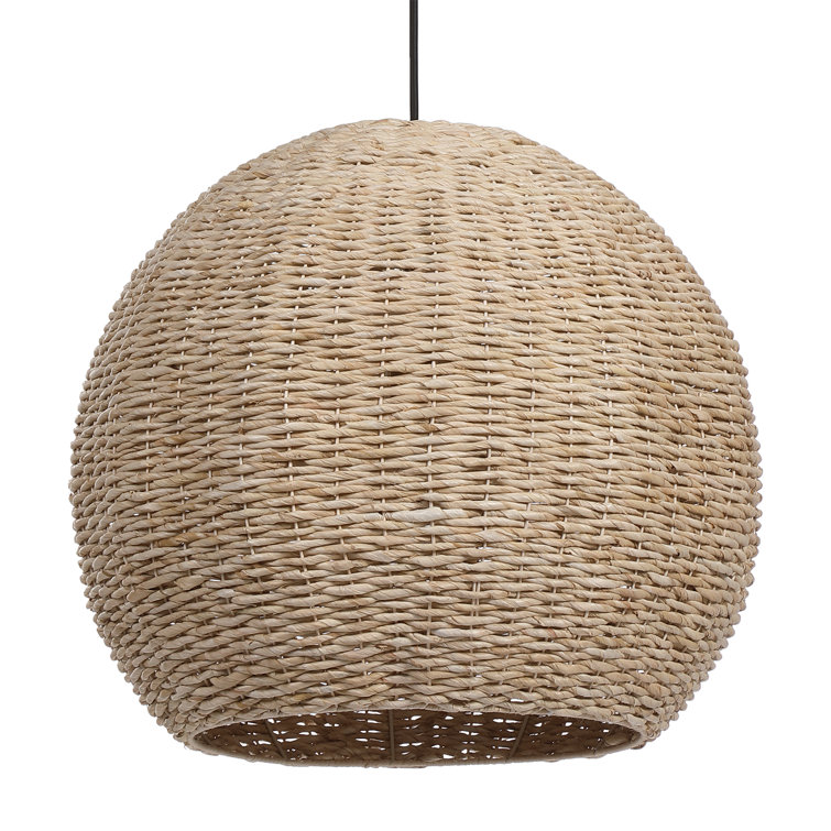 Natural Seagrass Globe Pendant Light with Rope Shade