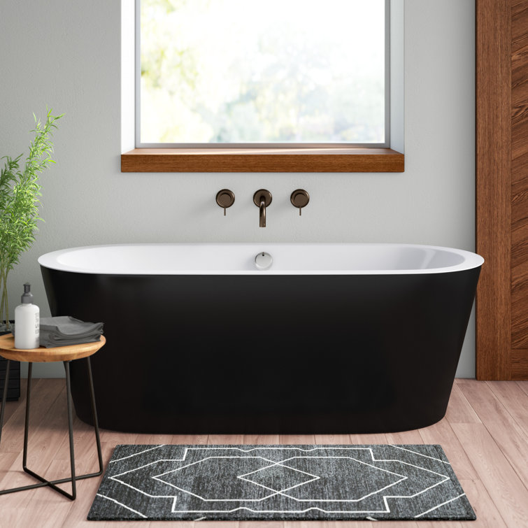 67.7" Black and White Acrylic Freestanding Bathtub