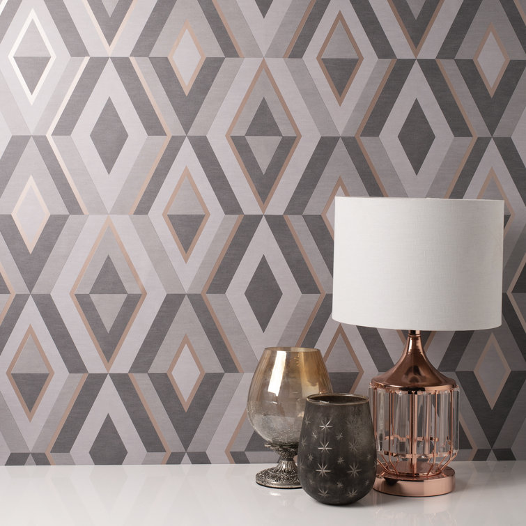 Charcoal and Gold Geometric 3D Effect Removable Wallpaper