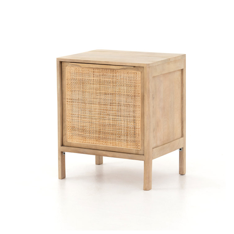 Prescott Modern Brown Cane Cabinet Nightstand 20"W