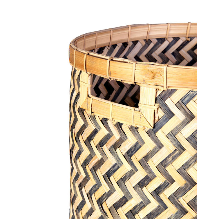 Handmade Black and Natural Bamboo Storage Basket Set