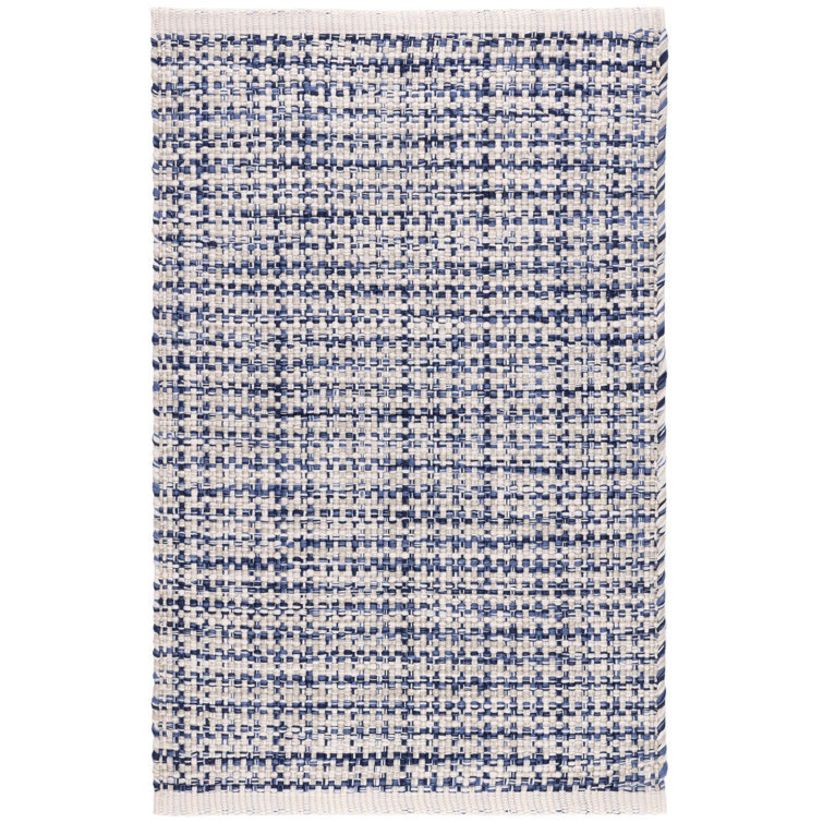 Journey Handmade Rectangular Blue Geometric Area Rug