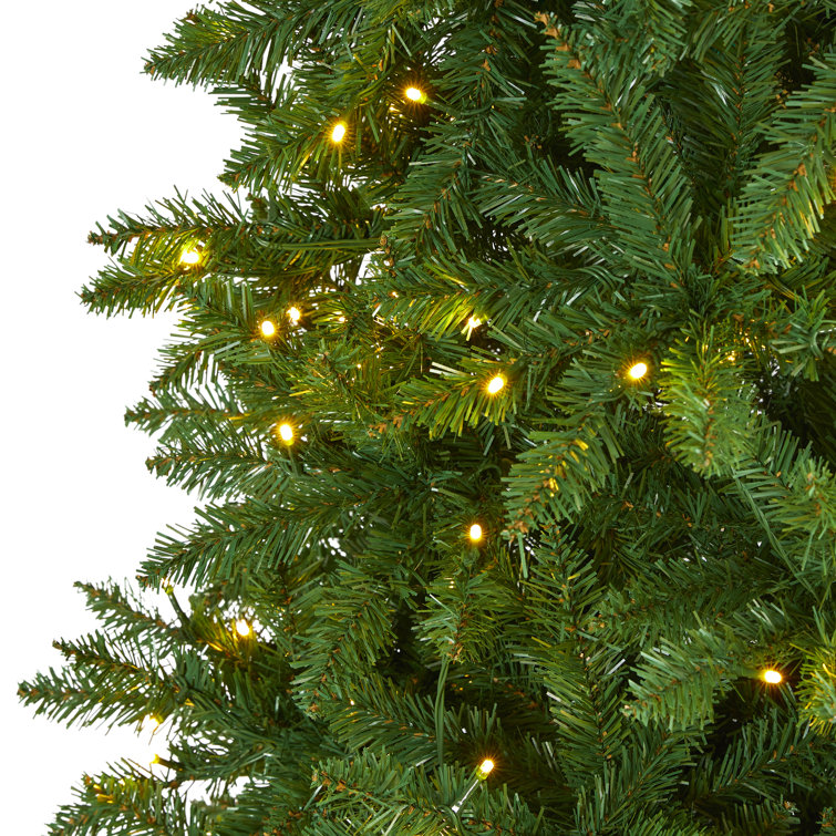 7.5ft Pre-Lit Slim Artificial Pine Christmas Tree with PVC Tips
