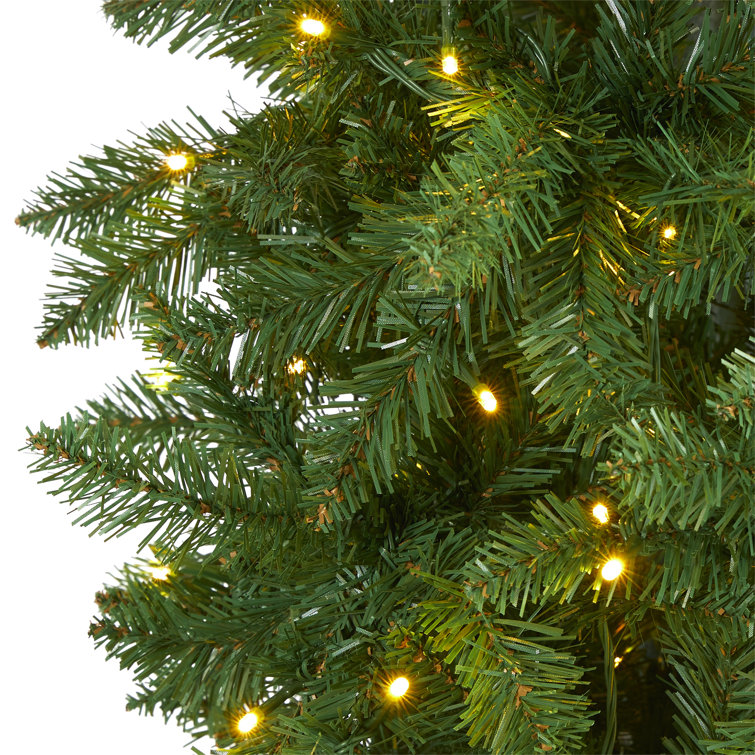 7.5ft Pre-Lit Slim Artificial Pine Christmas Tree with PVC Tips