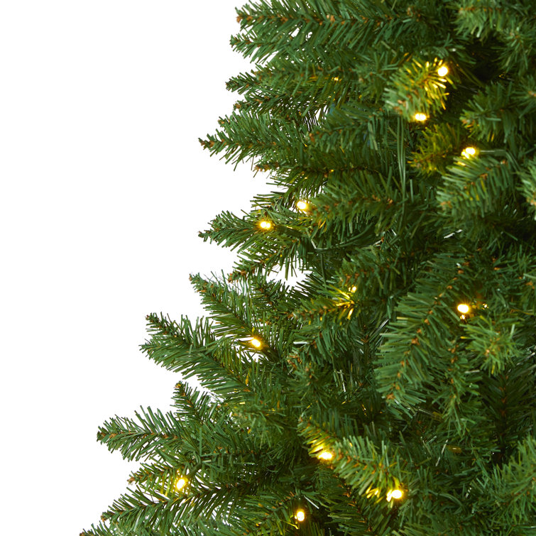 7.5ft Pre-Lit Slim Artificial Pine Christmas Tree with PVC Tips