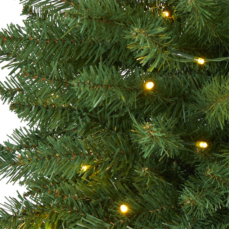 7.5ft Pre-Lit Slim Artificial Pine Christmas Tree with PVC Tips