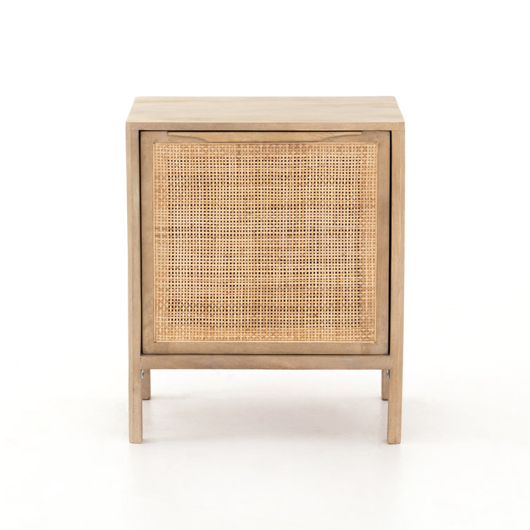 Prescott Modern Brown Cane Cabinet Nightstand 20"W