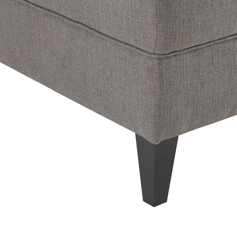 Gray Faux Leather and Wood Tufted Slipper Chair