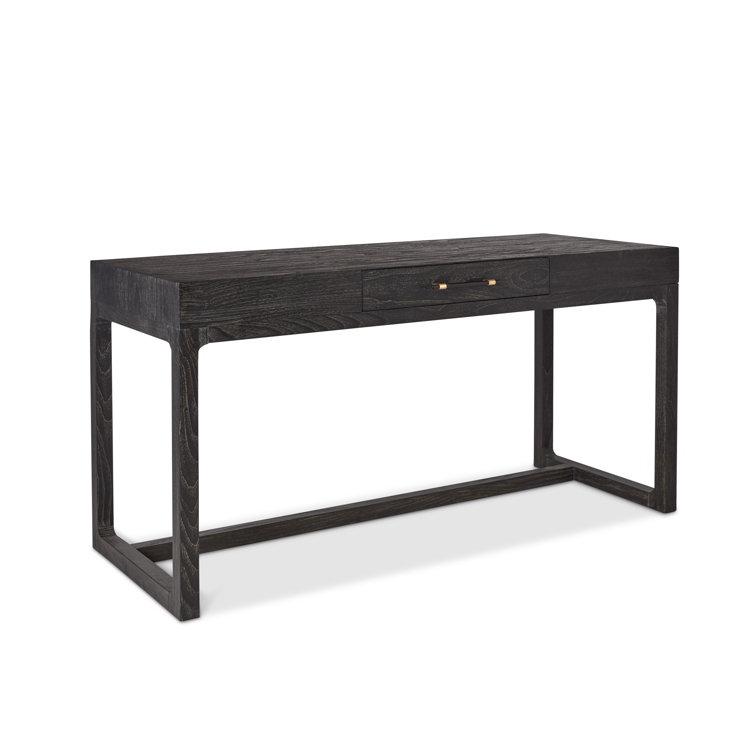 Asher Mink Finish Teak Writing Desk with Horn & Brass Hardware