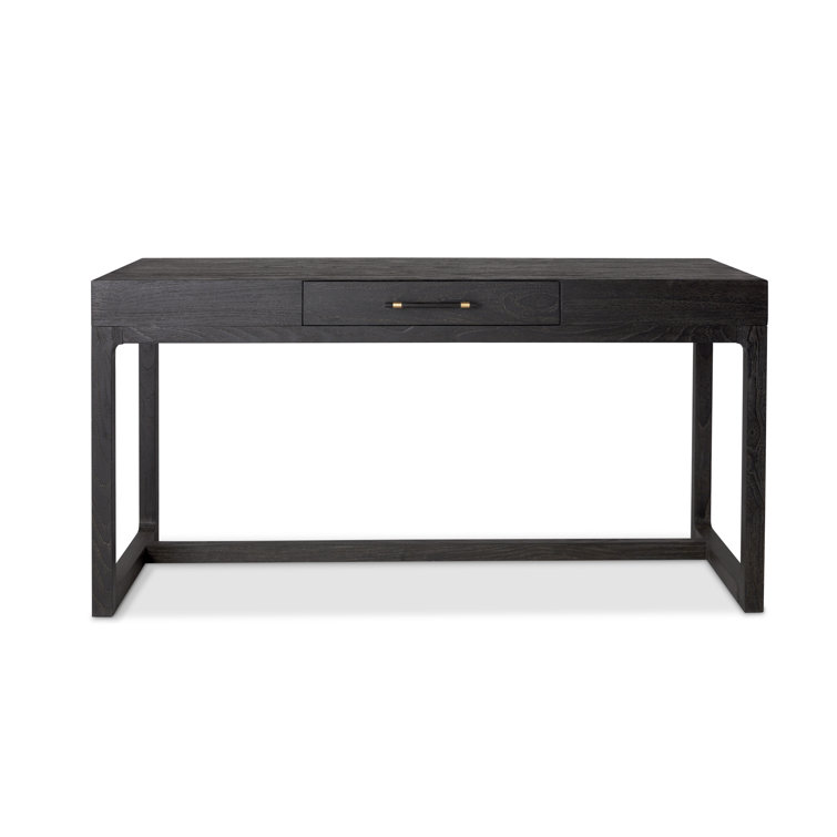 Asher Mink Finish Teak Writing Desk with Horn & Brass Hardware