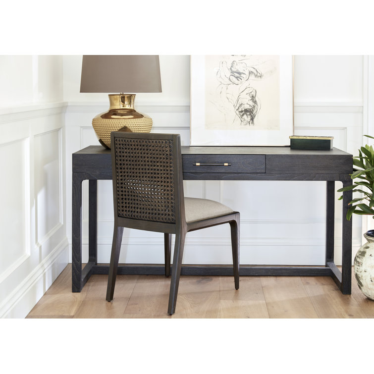 Asher Mink Finish Teak Writing Desk with Horn & Brass Hardware