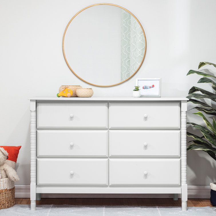 White Spindle 6-Drawer Nursery Dresser